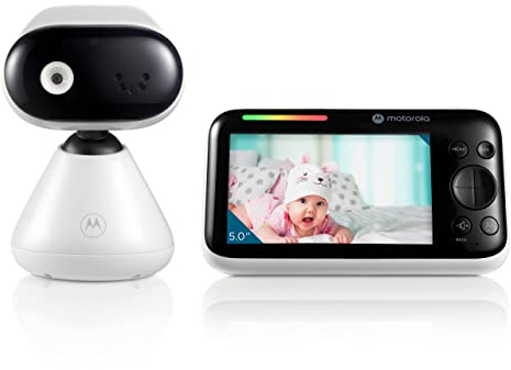 Motorola Nursery PIP1500 - Babyphone mit Kamera - 5 Elterneinheit - 2 Wege Kommunikation - Zimmertemperatur - Infrarot Nachtsicht - 300 m Reichweite, Weiß/Schwarz
