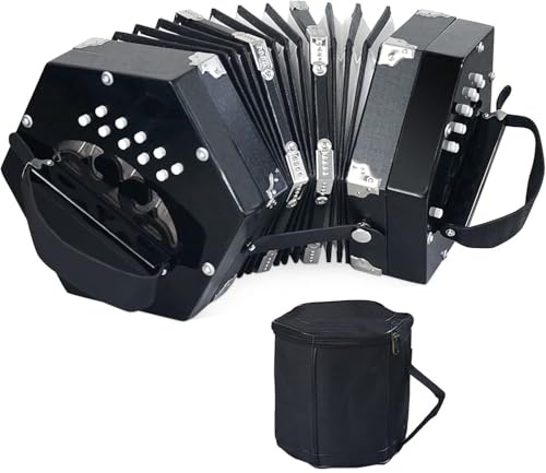 Concertinas, acordeón de 20 botones para principiantes, fácil de aprender (negro)