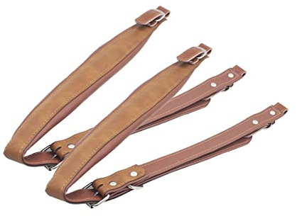 SAUYRASR 1 Pair Soft PU Leather Accordion Straps Adjustable Accordion Shoulder Straps with Adjustable Buckles for 16-120 Bass Accordions, brown, Braun