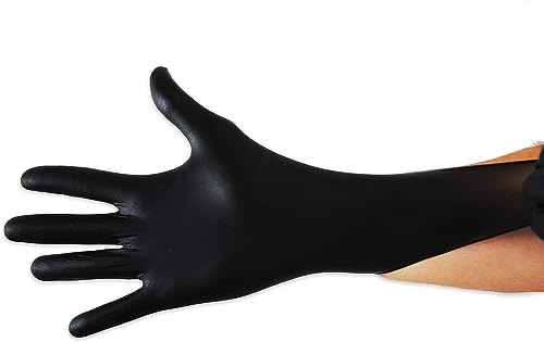 100 guanti in Nitrile L Neri senza polvere, senza lattice, ipoallergenici, guanti per Estetisti, Tatuatori, Ambiti Medici, Manipolazione degli Alimenti guanti monouso (l)