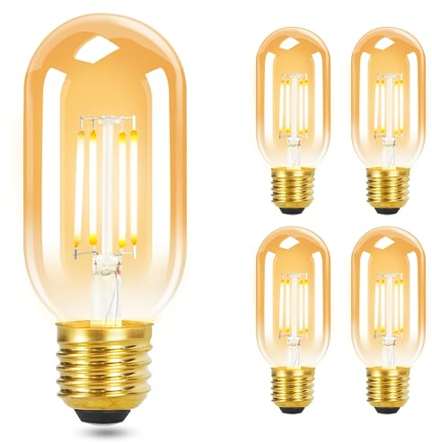 GBLY 4er pack E27 LED Warmweiss Vintage Glühbirnen - T45 LED Leuchtmittel Lampe E27 Birnen Edison 4W 2700K Energiesparlampe Light Bulbs Glühlampen Filament Retro Glas 360° Abstrahlwinkel