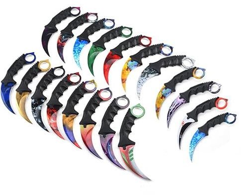 Generisch Hochwertiges 19cm CSGO Karambit Messer Übungsmesser Trainingsmesser Real-Life-Sammlung Jagd Survival Outdoor Counter-Strike Global Offensive Jagdmesser Knife (Random [NICHT Scharf!])