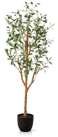 PASCH® Künstlicher Olivenbaum (120 cm) - Stilvoll & Naturgetreu | Künstliche Pflanzen groß | Kunstpflanzen groß: Olive Tree | Olivenbaum künstlich groß für EIN mediterranes Ambiente