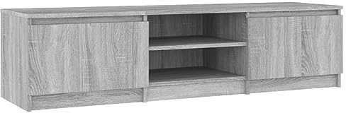 Helloshop26 Meuble TV multimédia étagère télévision Buffet téléviseur Salle à Manger Salon Chambre Sonoma 140 x 40 x 35,5 cm Bois d'ingénierie Gris 02_0028388