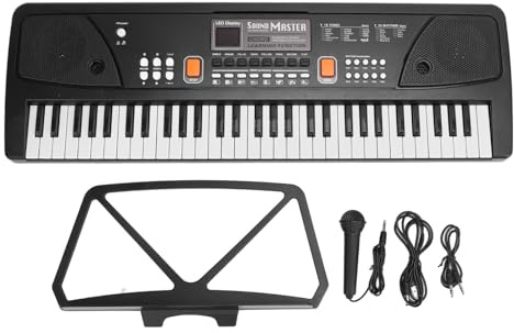 Talent de Musique de Piano électronique Rechargeable à 61 Touches avec 16 Tons pour Enfants Clavier électronique Multifonction Jouet éducatif Noir Blanc