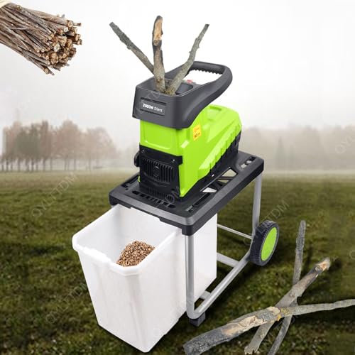 2800W Garden Shredder, 2800W Electric Leaf Mulcher Compost Shredder, 5000rpm Electric Chipper, Garden Turbine Shredder with Wheels and Storage Bag, Cutting diameter 45MM, for Yard Cleanup, Composting
