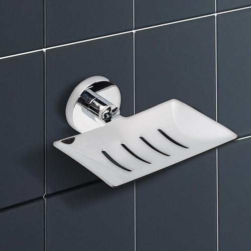 IPEA Portasapone Adesivo da Parete in Metallo - Non Necessita Foratura - Design Moderno - Porta Sapone da Muro da Incollare in Bagno, Doccia, Cucina, Casa - Porta Saponetta o Spugna - Autodesivo