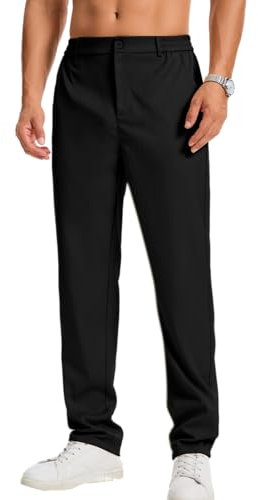 LVCBL Hose Herren Straight Fit Business Hose Chino Herrenhose Stretch Stoffhose Schwarz XL