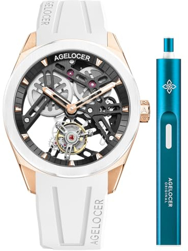 agelocer Ny Tourbillon man mekanisk klocka safir keramisk infattning skelett män armbandsur