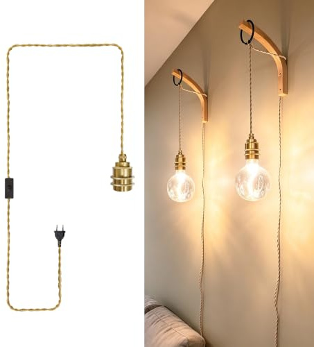 JZCDR 2 stycken pendellampa med kontakt och strömbrytare, guld metall keramisk lampsockel E27 med kabel 3,5 m vintage rep hängande lampa kit med pluggar gör-det-själv för kök loft lager