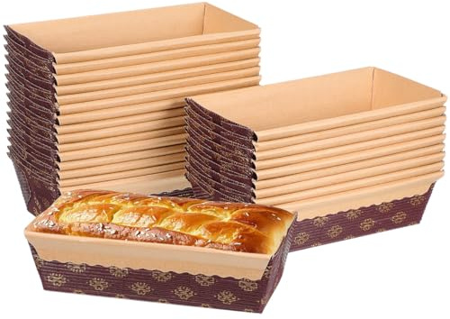 Gatuida 25 Stück Papierbrot Pfannen Rechteckige Laibpfannen 6.69X3.74X1.97 in Einweg Backpapierschalen Für Brotbacken Kuchen Desserts Vorspeisen Und Party