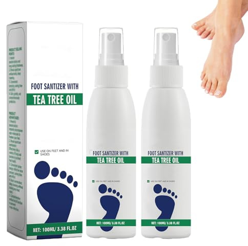 Spray pour les pieds à l'huile d'arbre à thé,déodorant naturel pour les pieds et les chaussures malodorants,hydratant pour les talons secs et crevassés,spray anti-odeurs, fraîcheur longue durée (2pcs)