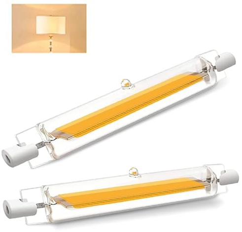 ZJZG R7S LED 118mm Regulables, 20W R7S LED 118mm COB Equivalente 200w Lámpara Halógena, Bombilla Blanco Cálido 3000K, 2000LM, iluminación de haz de 360 ​​°, Bajo Consumo, 2 Pack