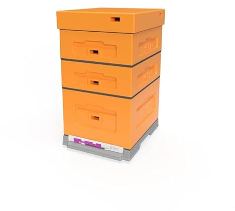LYSON Bienenbeute Styropor Dadantbeute Dadant Blatt Beute OPTIMA Bienenstock-Set mit niedrigem Varroa-Kunststoffboden (ORANGE) für die Selbstmontage (Passende Rahmen:47×43,5x30cm;47×43,5x15,9cm)