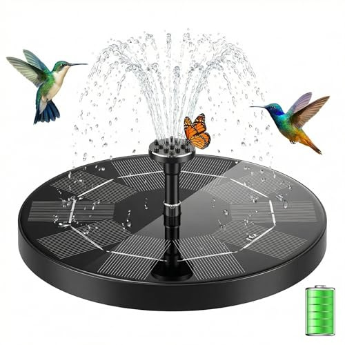 Fuente solar con 3,5 W, 2026, bomba de agua solar para estanque, funciona en días turbios, bomba de fuente flotante solar con 6 boquillas para jardín, baño de pájaros, peces (18 cm)