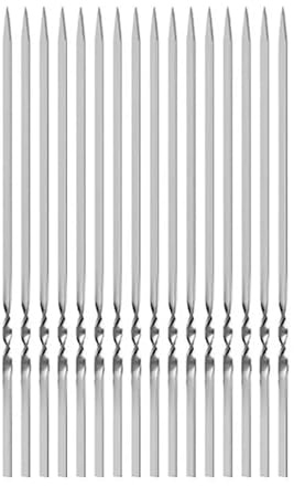 Brochetas de Metal Pinchos for asar a la parrilla, tubo de almacenamiento, pincho barbacoa acero inoxidable, varillas aguja for, tenedores planos Metal(Only 20pcs forks)