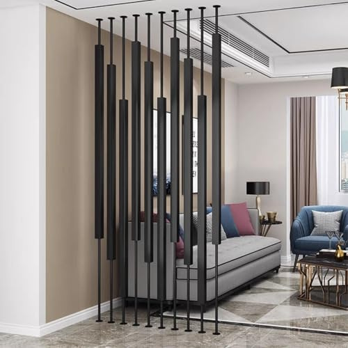 Separador de privacidad de pared, protector de pantalla para dormitorio, sala de estar y balcón, listones de metal, poste divisor de habitación