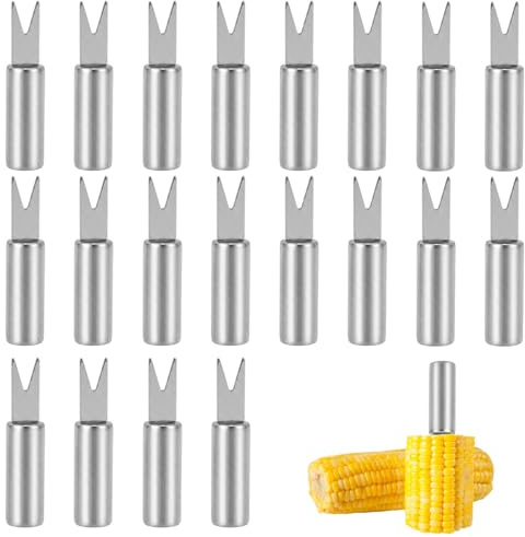 20Pcs Stainless Steel Corn on The Cob Skewers, Durable Sweetcorn Forks for Barbecues and Family Dinners, Reusable Corn Cob Skewers for Outdoor Meals and Everyday Kitchen Use