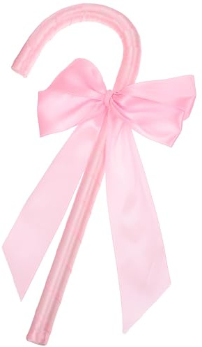 OATIPHO Bastón Rosa con Lazo Y Cintas para Halloween, Accesorio de Disfraz Desmontable para Actuaciones en El Escenario, Ideal para Fiestas Temáticas de Cuentos de Hadas.