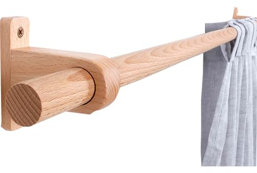 Ele Romersk trästång – justerbar 240 cm (94,4 tum) – enkelt stöd med perforerade sidoinlopp – perfekt för sovrum, vardagsrum och kontorsinredning.