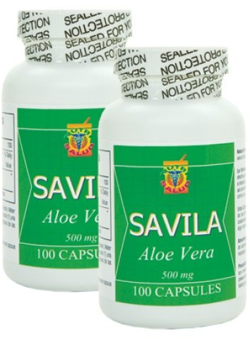 Nutrisalud Products Capsulas de Savila, Aloe Vera Capsules 500mg. Set de 2 frascos 100 capsulas CADA uno.Efectivo Contra ulceras,agruras,mala Digestion,Colitis,estreñimiento.Dura mas de 3 Meses.