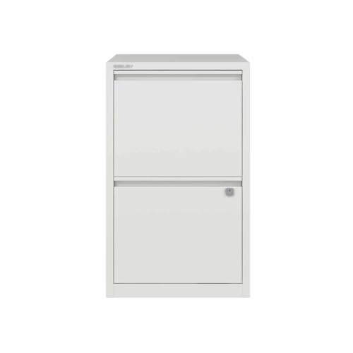 Bisley A4 2 Drawer Flush Front Filing Cabinet - Color: white