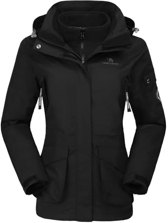 CAMEL CROWN Womens Waterproof Ski Jacket 3-in-1 Windbreaker Winter Coat Fleece Inner for Rain Snow Outdoor Hiking