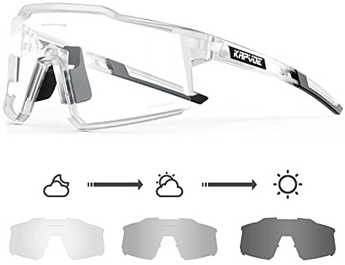 KAPVOE Photochromic Cycling Glasses MTB Clear Mountain Bike Transition Bicycle Sunglasses for Men Women - K9022