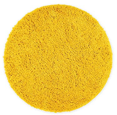 WohnDirect Badezimmerteppich Rund Ø 56 cm Gelb – Badematte Rund Flauschig & rutschfest, Kleiner Badvorleger Saugstark, Waschbar, für Gäste-Bad & Fußbodenheizung