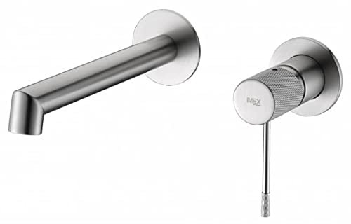 Mice - Grifo monomando de Lavabo empotrado - Griferia empotrada de laton serie Line Color niquel cepillado GLD038/NQ