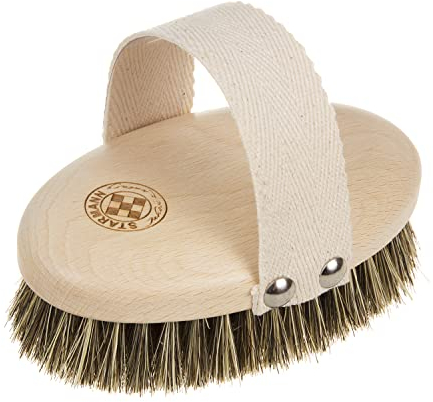 Starmann Körperbürste aus Buchenholz Rosshaar und Tampico Massagebürste Trockenbürste Brustmassage Massagehandbürste