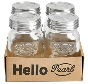 HELLO PEARL Glasbehälter mit deckel Luna Cap Storage - 500ml 4er Set | einteiliger rostfreier Edelstahlverschluss, Vorratsdose die BPA-frei und luftdicht ist, vorratsgläser mit deckel.