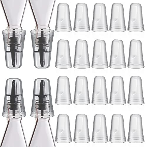 Chengu 24 Pieces Liquor Bottle Toppers for Liquor Pour Bottle Covers Universal Pour Dispenser Bar Dust Translucent Rubber Spout Covers for Home Kitchen Tools Supplies