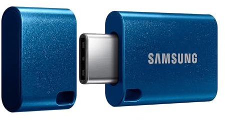 SAMSUNG Type-C™ USB Flash Drive, 64GB, Transfers 4GB Files in 15 Secs w/Up to 300MB/s 3.13 Read Speeds, Compatible w/USB 3.0/2.0, Waterproof, 2022, Blue, MUF-64DA/AM