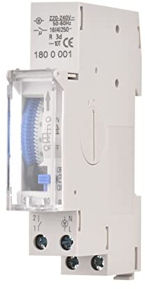 Irfora Mechanischer 24-Stunden-Zeitschalter AC 220–240 V, 15-Minuten-Intervall, 96-mal EIN/AUS, programmierbarer elektrischer Timer, DIN-Schienen-Installation, Relaisschalter