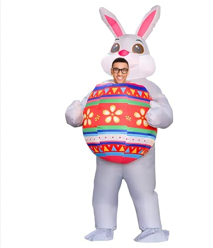 Inflatable Easter Bunny Costume for Adult Inflatable Easter Egg Costume Funny Cosplay Rabit Suit Fancy Dress