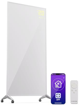 Klarstein Riscaldamento a infrarossi con termostato, riscaldamento elettrico da 1200 W, riscaldamento a infrarossi Smart Home per montaggio a parete, IR con controllo app e rilevazione finestra aperta