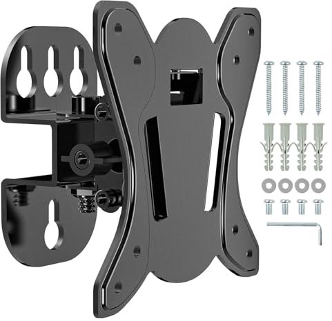 Solid As Mountain Small Monitor TV Wall Mount, Swivel Tilt Adjustable, Low Profile Fits Most 13 14 17 19 20 21 22 23 24 25 Inch TV and Computer Monitor for Office, Up to VESA 100x100mm, 55lbs