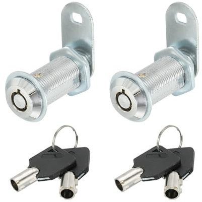 PATIKIL Cerradura de Armario con Llave, Paquete de 2 Cerraduras de Leva Diferentes de 1-4/7 (40mm) de Cilindro de Cerradura de Leva de Aleación de Zinc Cromado de Armario