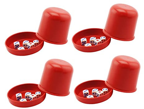 Toyvian Boîte à Dés Épaisse Résistante Aux Bris Rouge avec 5 Dés pour Bar Et Ktv Set De 4 Jeux Anti-triche pour Soirées Et Jeux Entre Amis