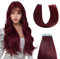 Sunya Tape in Extensions Echthaar 30cm Rot Haarverlängerung Burgunderrot Extensions Remy Haar Unsichtbar Gerade Extensions #99J 40g 20pcs/Pack