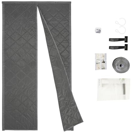 DHQCQL Lot de 2 rideaux thermiques pour porte - Protection contre le froid - Avec 2 crochets - Imperméables - Coupe-vent - Isolation thermique - Pour balcon