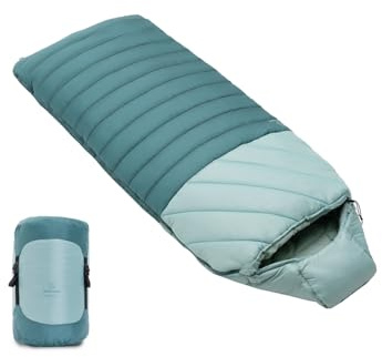 Justcamp Melvin Sommer Saco de Dormir para Exteriores - 3 Estaciones (4-25 °C) - Saco de Dormir Rectangular (80 cm), Ideal para Acampar y Viajar - Adultos y niños (hasta 200 cm de Altura)