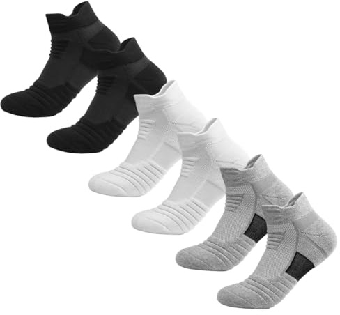3 pares de calcetines bajos de running para hombre, calcetines de compresión para running, calcetines de trekking antiampollas con ventilación de malla acolchada y soporte de arco, talla 38-47