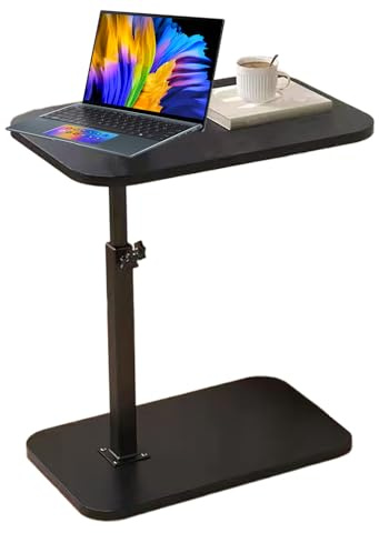 C-bord, 360 graders roterande sidobord, litet utrymme, justerbar höjd, lätt bärbar design, svart yta, soffbord, sängbord för vardagsrum sovrum