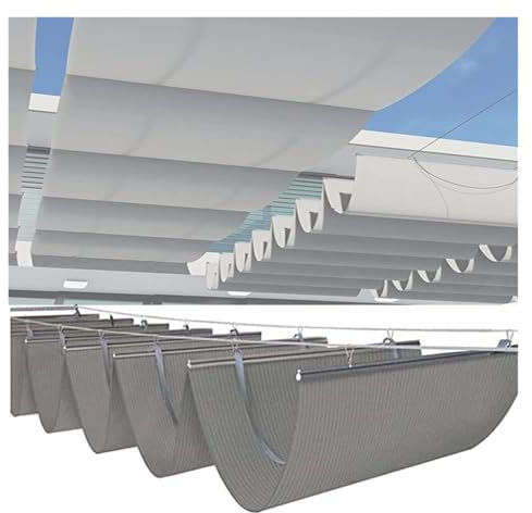 Toldo retráctil para pérgola, diseño de ondas, 1 x 12 m, sistema de cable de alambre deslizante
