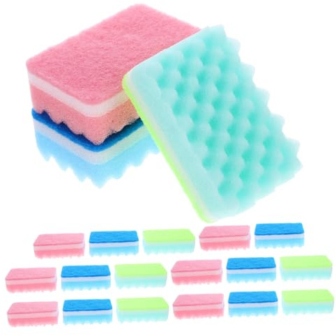 VALICLUD 20pcs Mixed Small Kitchen Cleaning Sponges Wok Dish Scrubber Sponges for Cleaning Dishes and Pots