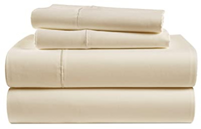 100% Egyptian Cotton Queen Size Bed Sheet set - Naturally Breathable & Durable Winter Comfort Queen Bed Sheets Set, Ultra-Soft Hotel Luxury Comfort with 15 Deep Pocket, Silky Sateen Weave - Ivory