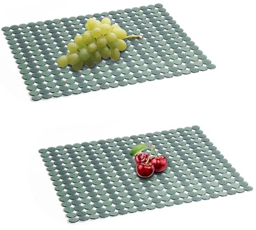 Lansls 2 Piezas Alfombrilla Fregadero Cocina 40x30 Cm, Protector De PVC Recortable, Tapete Escurridor De Fregadero, Drenaje Rápido para Fregadero De Acero Inoxidable y Cerámica (Verde)