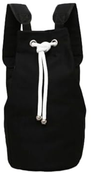 Sac à dos en toile, grande capacité, panier seau, sac de sport et de fitness, sac à dos de vélo, pour filles, adolescentes, école (noir, taille unique)